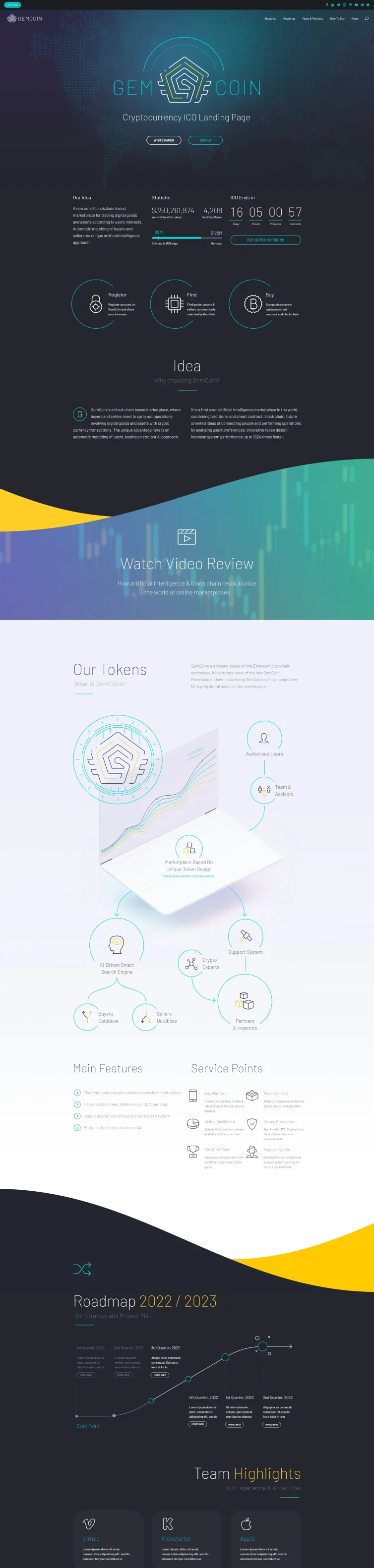 Crypto Store One Page Design for Desktop