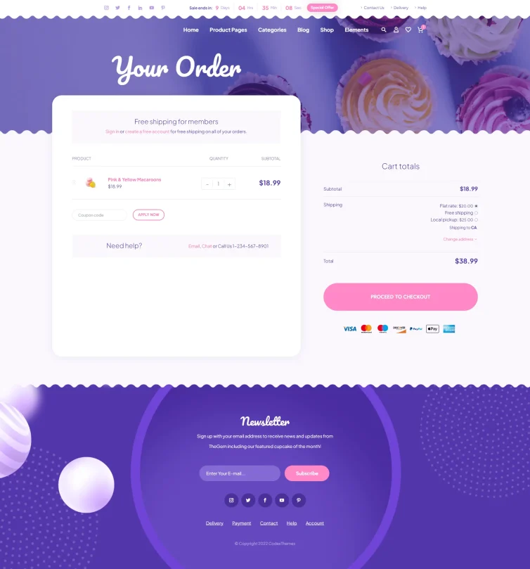 Cake Shop checkout for desktop