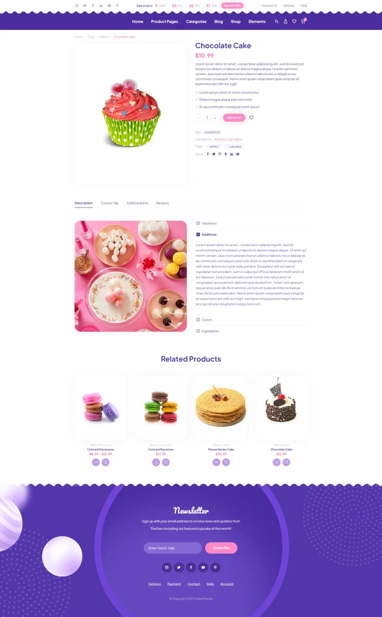 Cake Shop Product Page for desktop